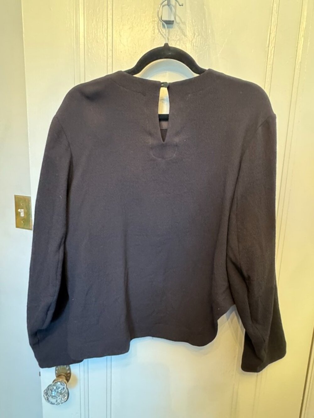 Tibi Melee Crepe Long Sleeve Top Black Italian Wool Crepe Size 12 - Picture 5 of 5